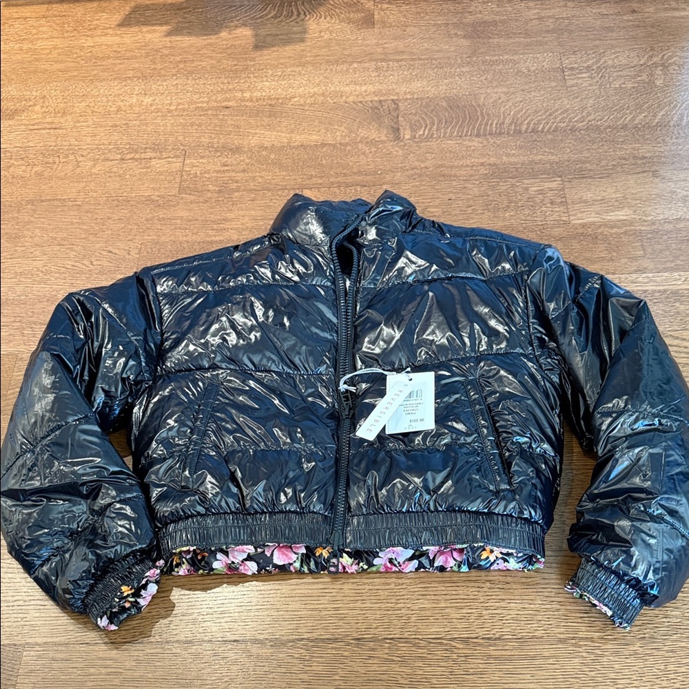 Cozi reversible black floral puffer jacket